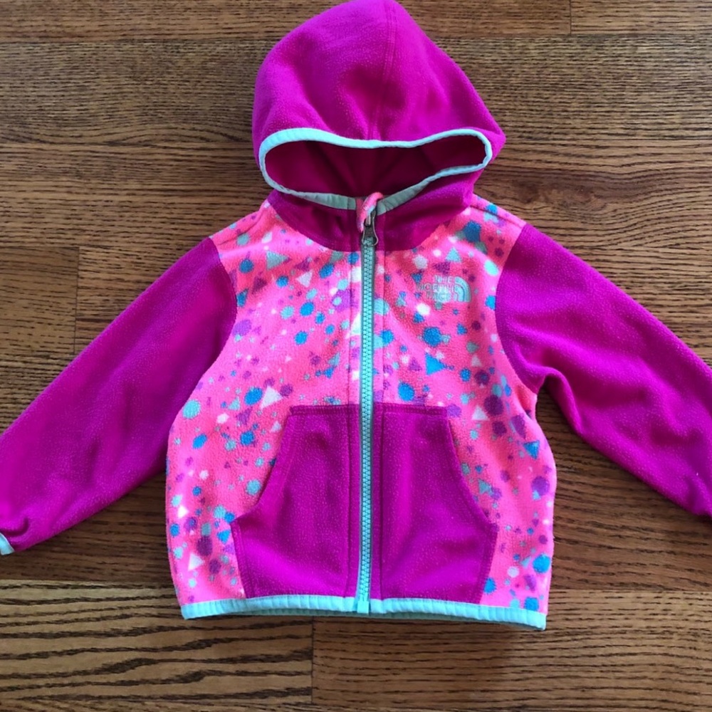 The North Face Infant Baby Girls Kids Pink Fleece Hoodie 3-6 Months
